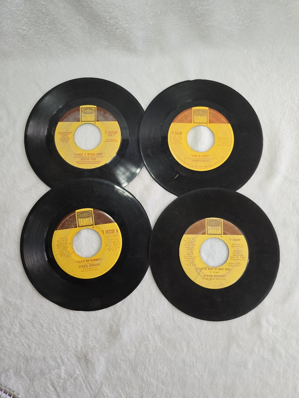 Lot of 4 Marvin Gaye & Stevie Wonder 45 RPM 7" Vinyl Records Tamla Motown Hits